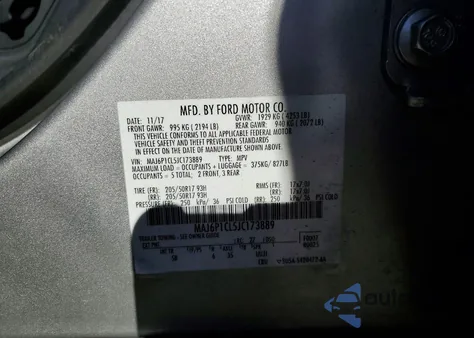 2018 Ford Ecosport Ses z USA, uszkodzony, nr VIN MAJ6P1CL5JC173889